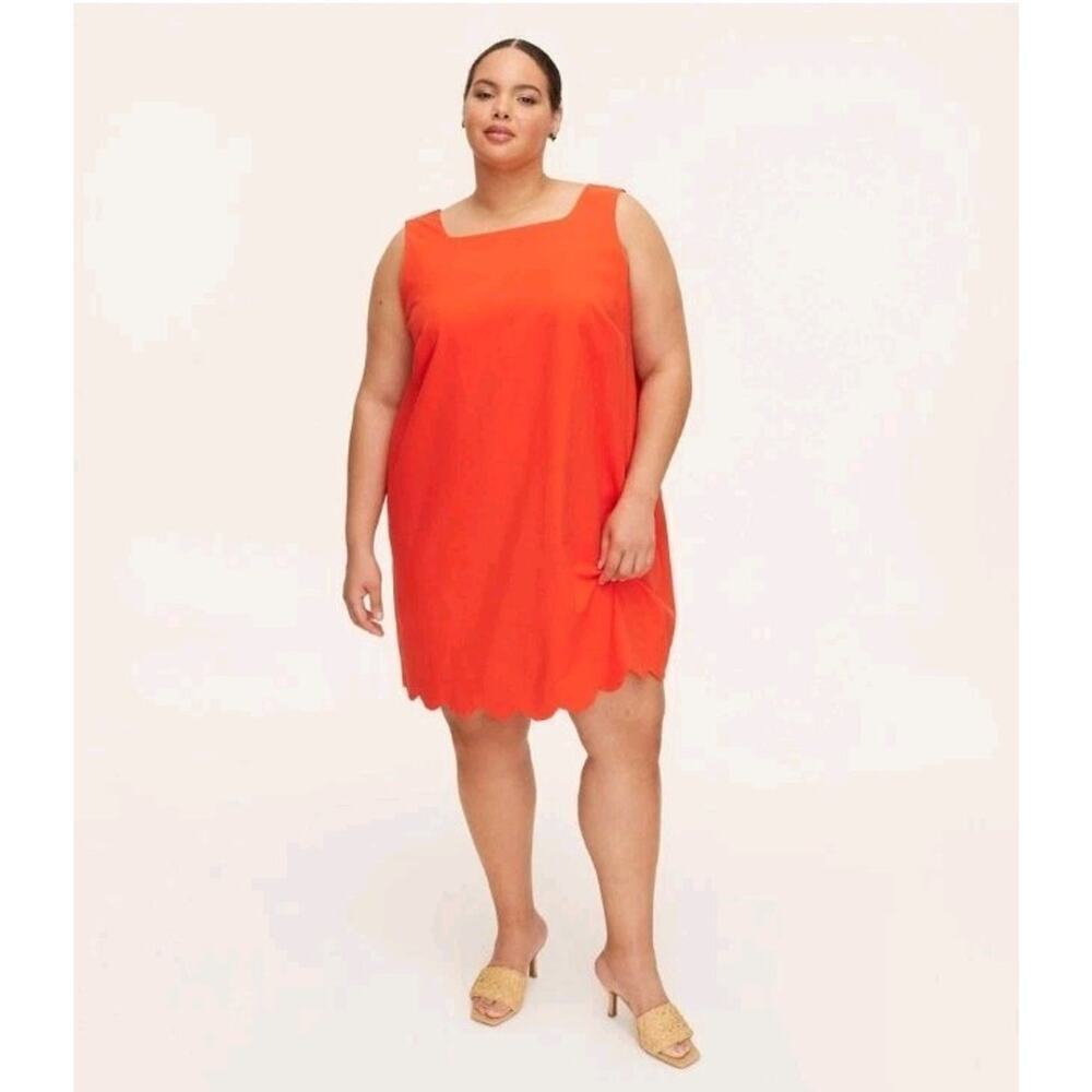 Kate Spade New York  Scalloped Mini Shift  Dress Resort Cruise Size 2X Orange
